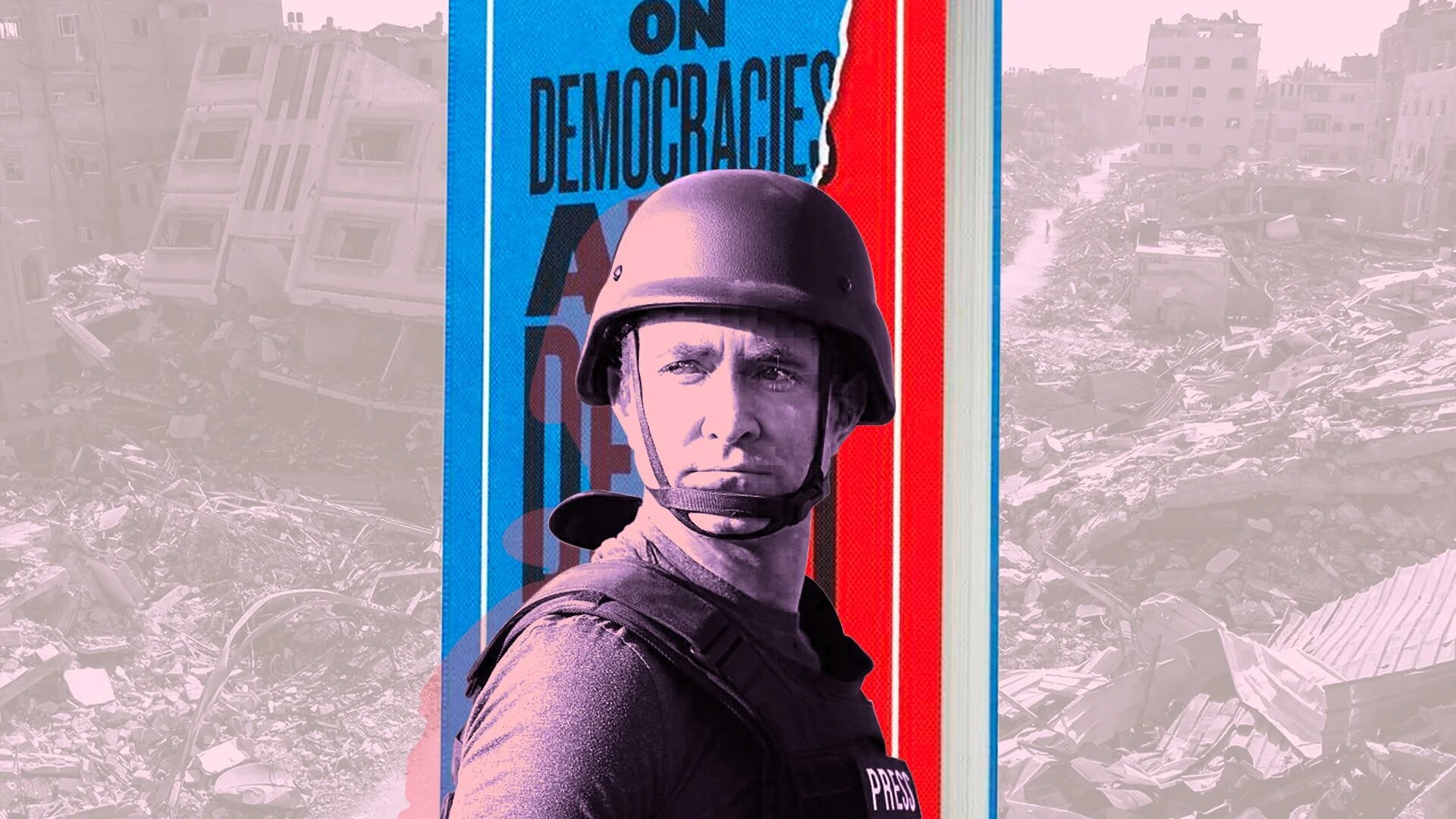 Douglas Murray has refused to acknowledge the scale of suffering in Gaza since Israel launched its genocidal war (MEE/Illustration)