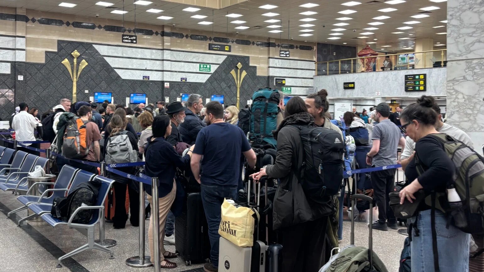 Passengers waiting to check-in at the Taba Airport (Eli Siegel-Bernstein/MEE)