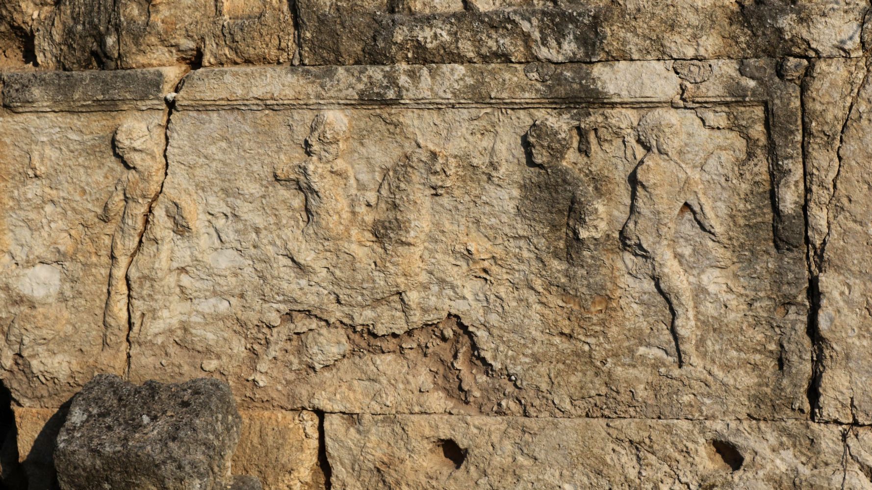 Phoenician paintings on the wall of the Eshmun Azar Temple 