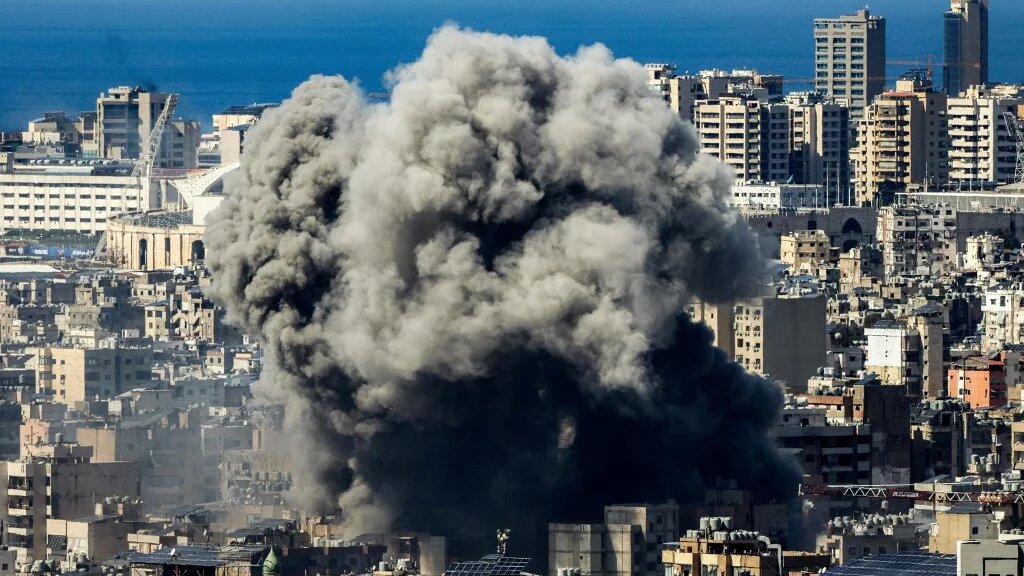 Smoke billows from the site of an Israeli air strike in the southern suburbs of the Lebanese capital Beirut on 9 March 2026 (Ibrahim Amro/AFP)