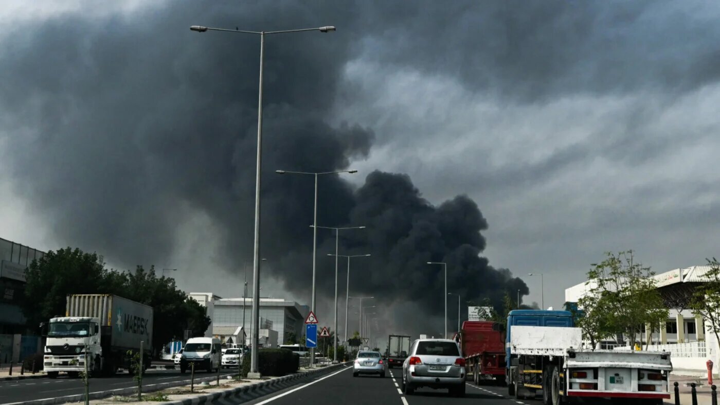 Smoke rises above Doha, Qatar following an Iranian attack on 1 March 2026 (AFP)