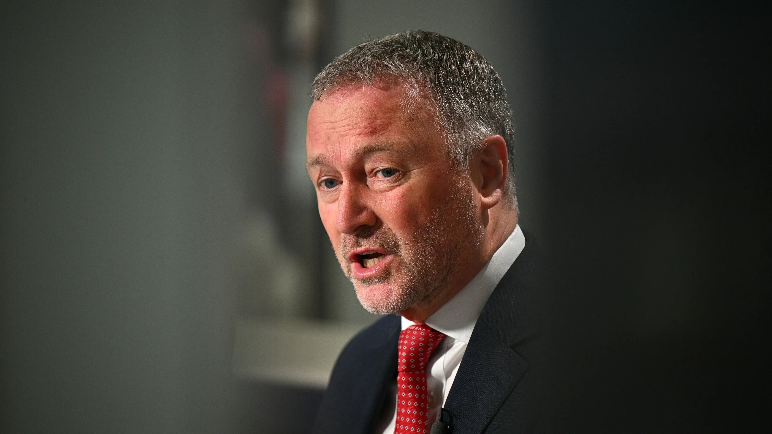 Britain's Housing and Communities Secretary Steve Reed speaks during a televsion interview on the first day of the annual Labour Party conference in Liverpool, northwest England, on 28 September 2025 (AFP)