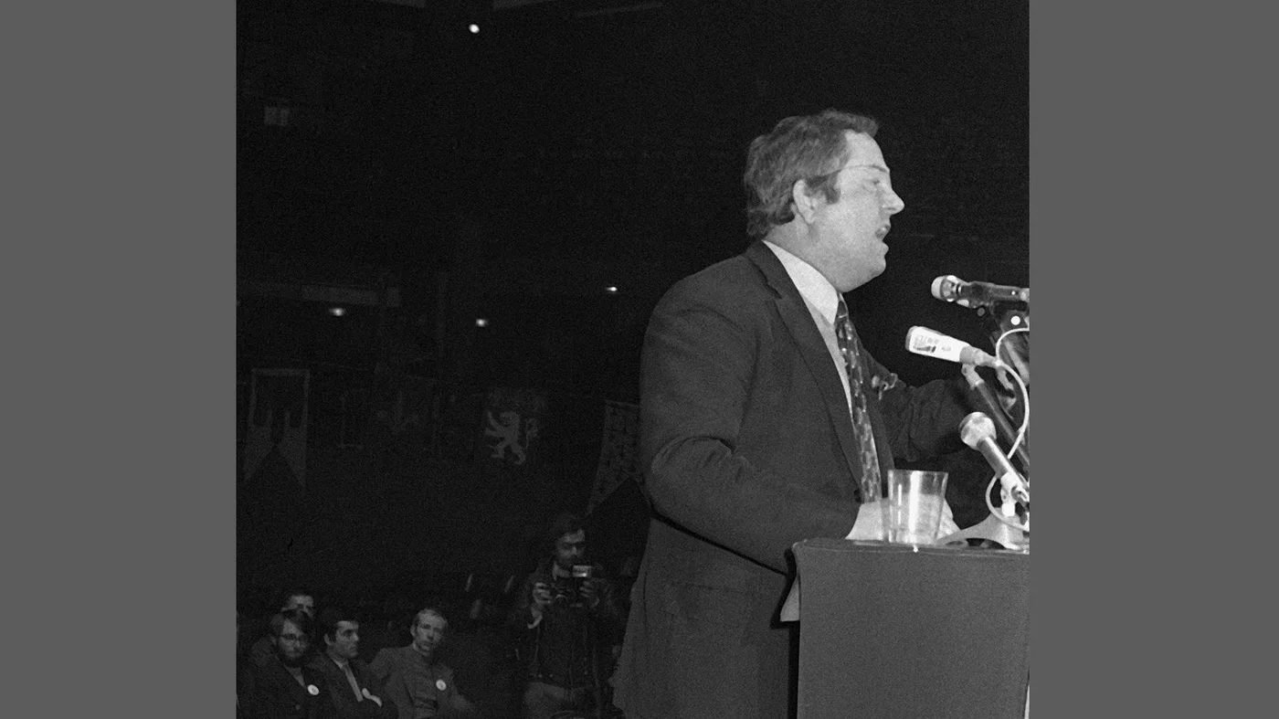 Front National leader Jean-Marie Le Pen gives a speech to supporters in Paris on 18  1973 (AFP)