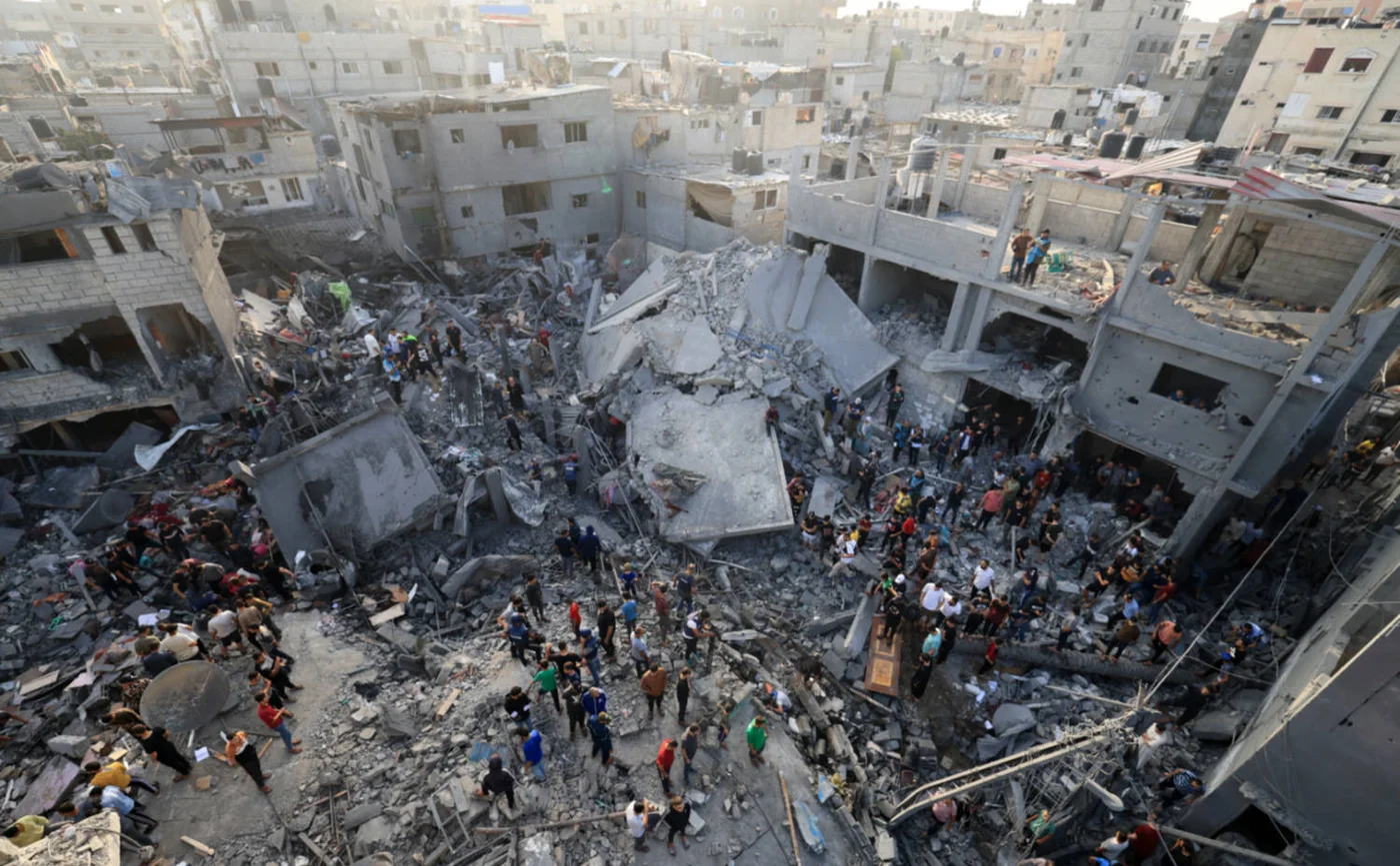 The aftermath of an Israeli attack on the Al-Maghazi refugee camp in Deir Balah, Gaza on 5 November 2023 (AFP) 