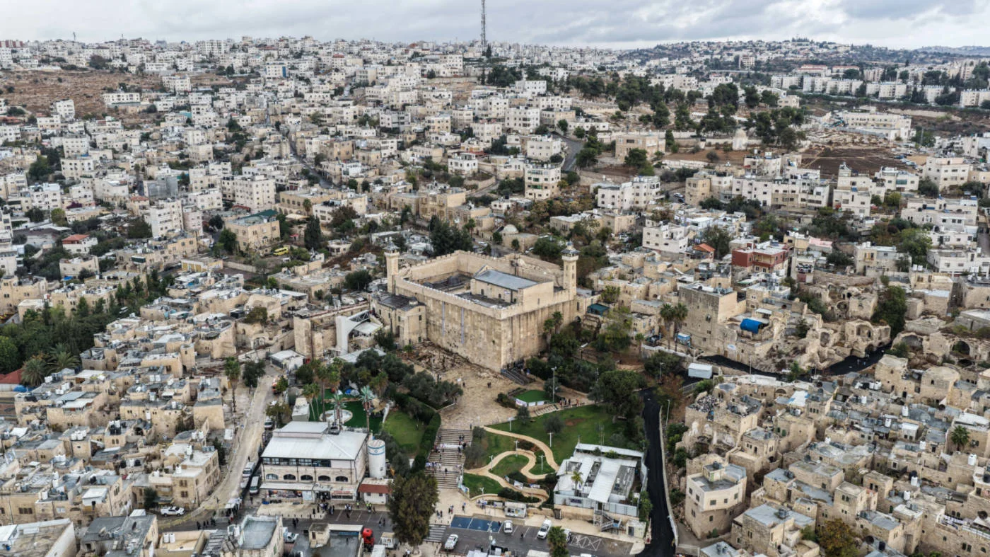 A drone view of the Ibrahimi Mosque, which Jews call the Tomb of the Patriarchs, in Hebron in the Israeli-occupied West Bank, November 14, 2025.