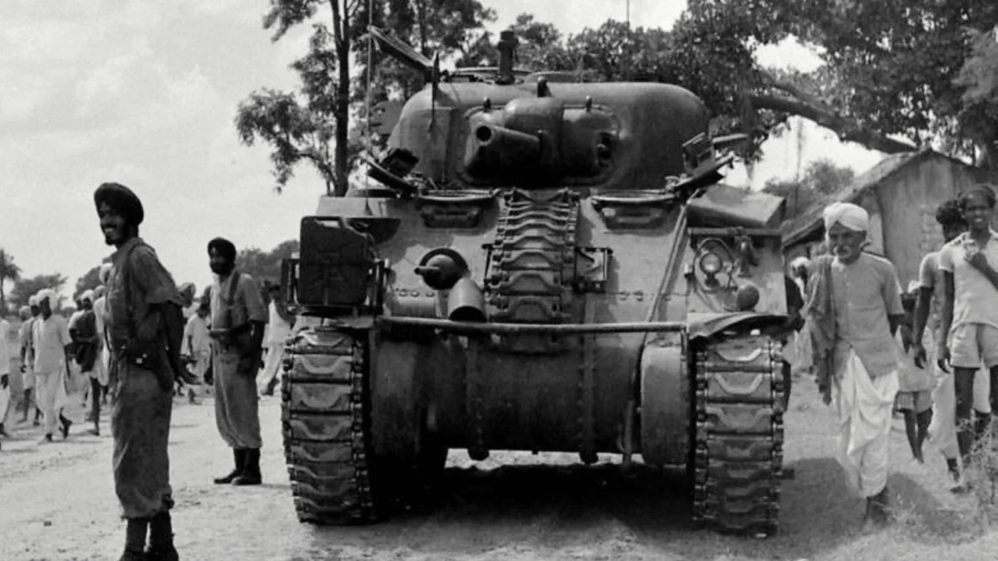 Indian Army tanks rolling into Hyderabad during the invasion in September 1948 (Wikimedia Commons)