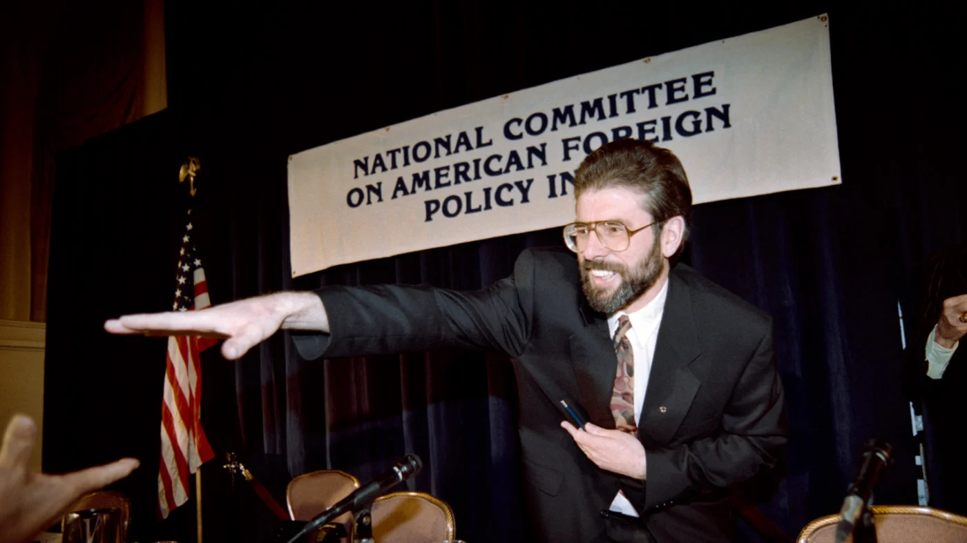 Sinn Fein President Gerry Adams attends a meeting of the National Committee on American Foreign Policy on 1 February 1994 (AFP)