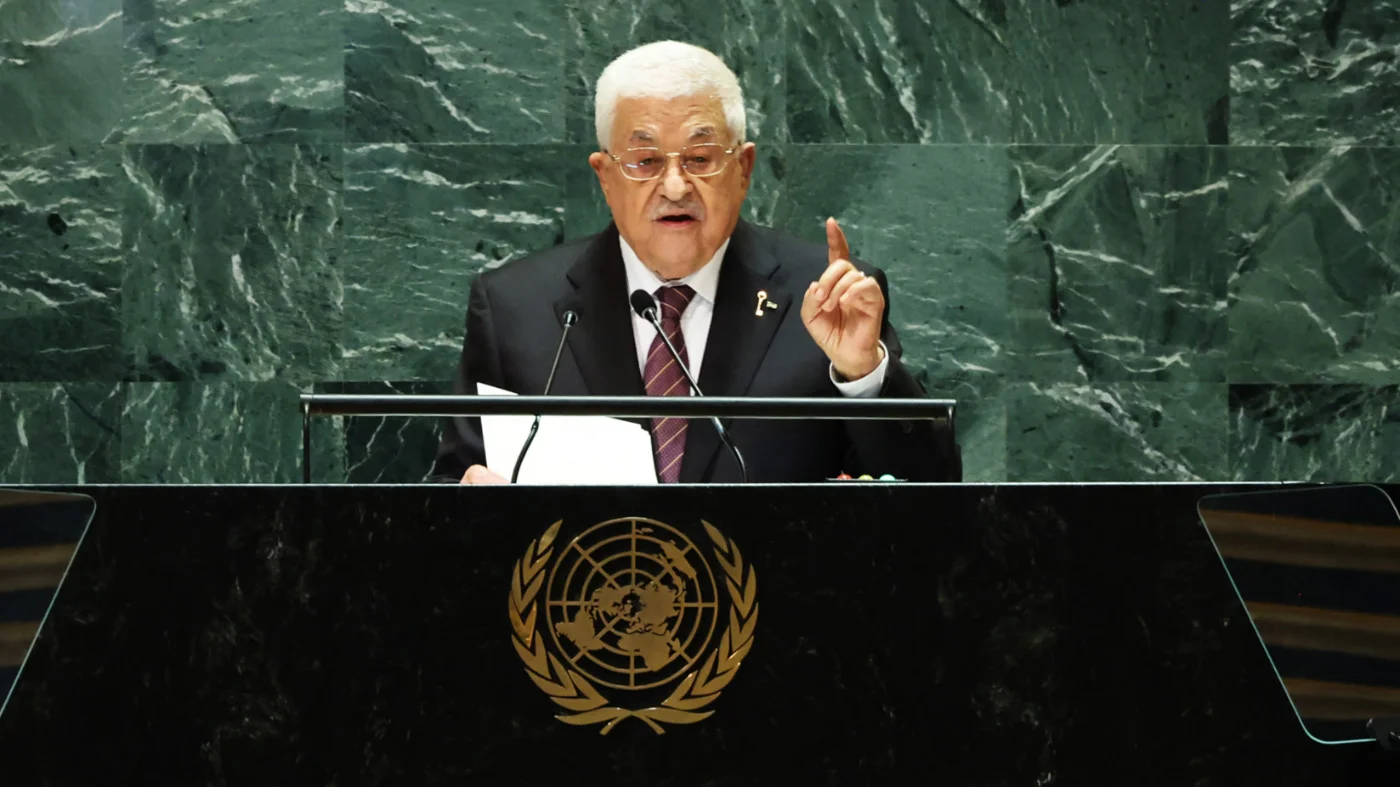 Palestinian President Mahmoud Abbas addresses the UNGA in New York in September 2024 (AFP)